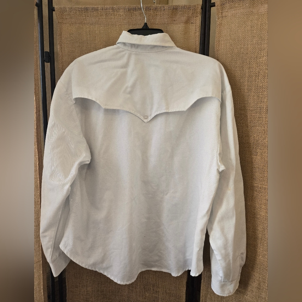 Vintage White Floral Painted Western Shirt Women's Large - Picture 11 of 11
